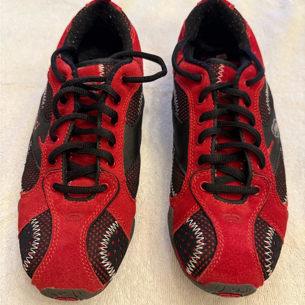 Red Women's Sneakers - Black and Red. Size 7.5